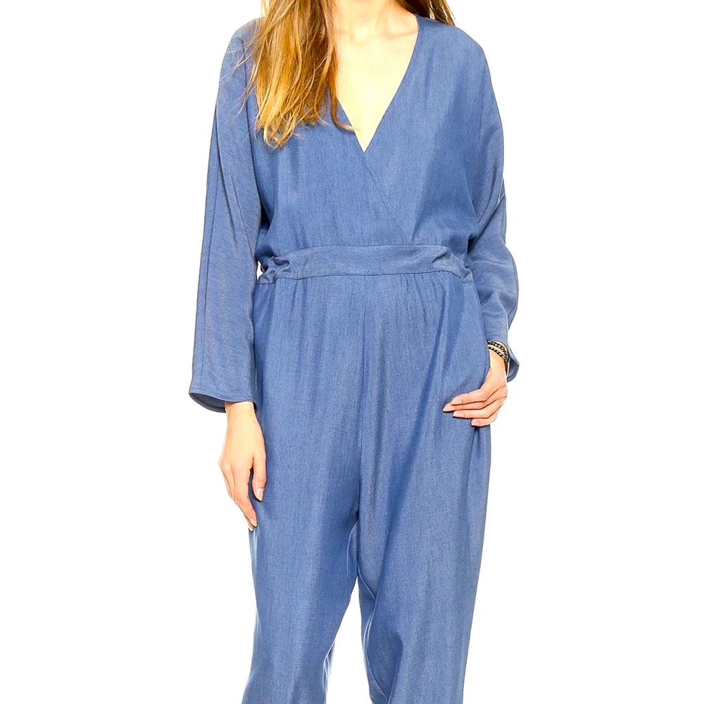 Hatch Maternity Long Sleeve vneck jumpsuit black